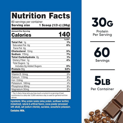 Nutricost Whey Protein Isolate (Mocha) 5LBS - Gluten Free & Non-GMO