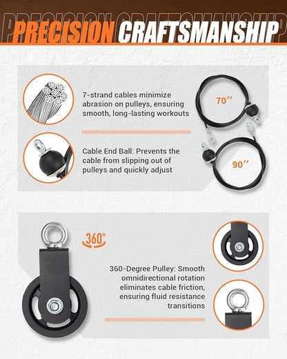 Smith Machine, Power Cage Squat Rack with Cable Crossover, Dual Pulley System, Pull-Up Bar, Home Gym Workout Equipment with Attachments for Strength Training and Weightlifting