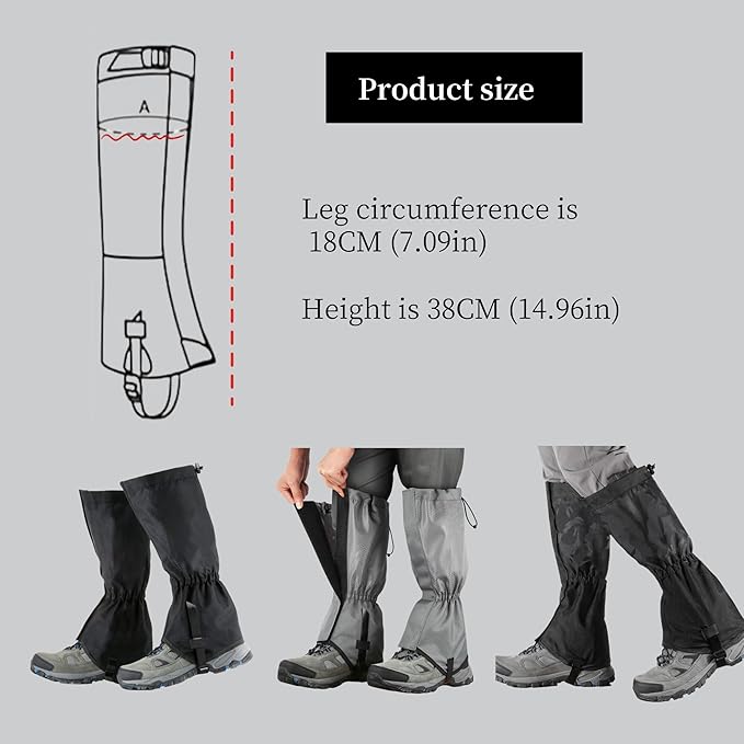 Adjustable Snake Gaiters for Men Women,Snow Boot Guard Gators,Shoe Gaiters,Waterproof Hiking Gaiters for Hunting,Running,Snow,Mountain Climbing,Yard Work