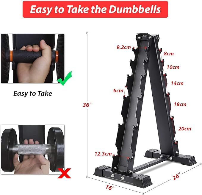 Dumbbell Rack Stand Only, Weight Rack for Dumbbells Compact A-Frame Home Gym Space Saver (480/800 LBS Weight Capacity, 2025 New Version)