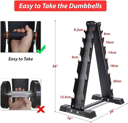 Dumbbell Rack Stand Only, Weight Rack for Dumbbells Compact A-Frame Home Gym Space Saver (480/800 LBS Weight Capacity, 2025 New Version)
