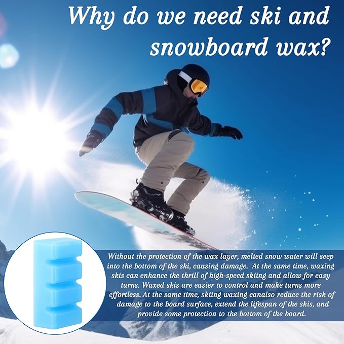 2.8LB Snowboard and Ski Wax, 2Pcs Universal Snow Block Wax Ski and Snowboard Racing Wax for Protecting Ski and Snowboard Baseplate Daily Maintenance