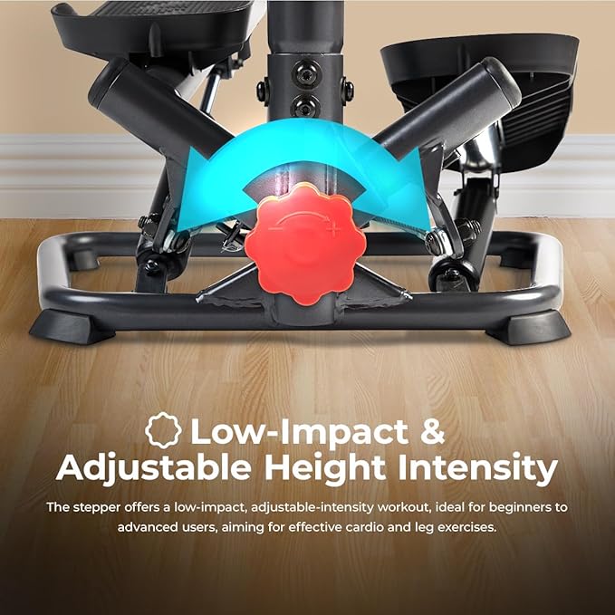 Sunny Health & Fitness Twist Stepper with Handlebar, Stair Step Machine for Cardio Workout, Compact Home Exercise Equipment W/Optional Free SunnyFit App Connection