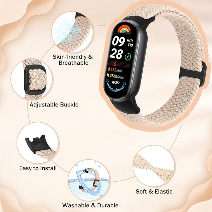 Braided Bands Compatible with Xiaomi Smart Band 10 9 8 Straps for Women Men