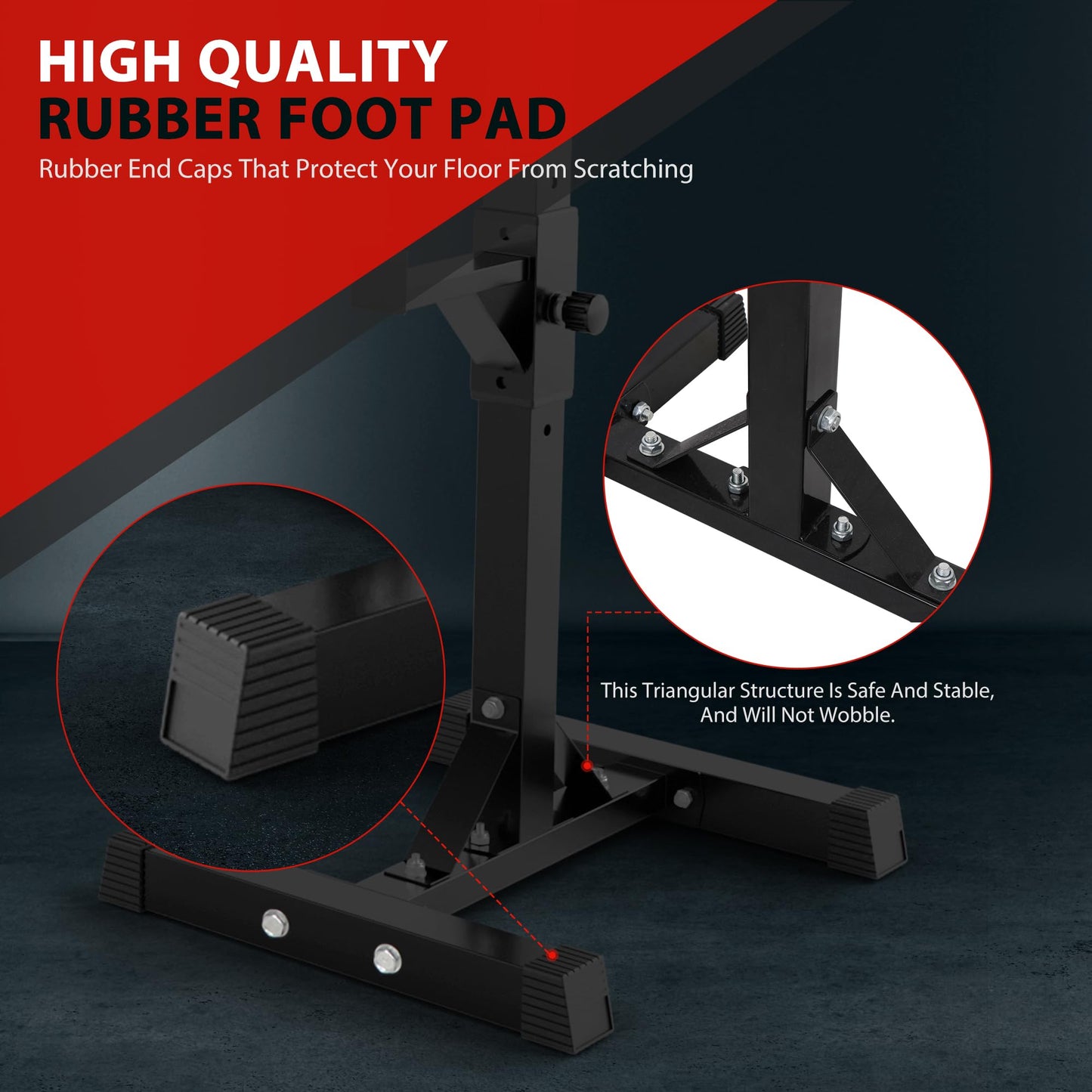 F2C Max Load 550Lbs Pair of Adjustable Squat Rack 41"-66" Sturdy Steel Barbell Rack Free Bench