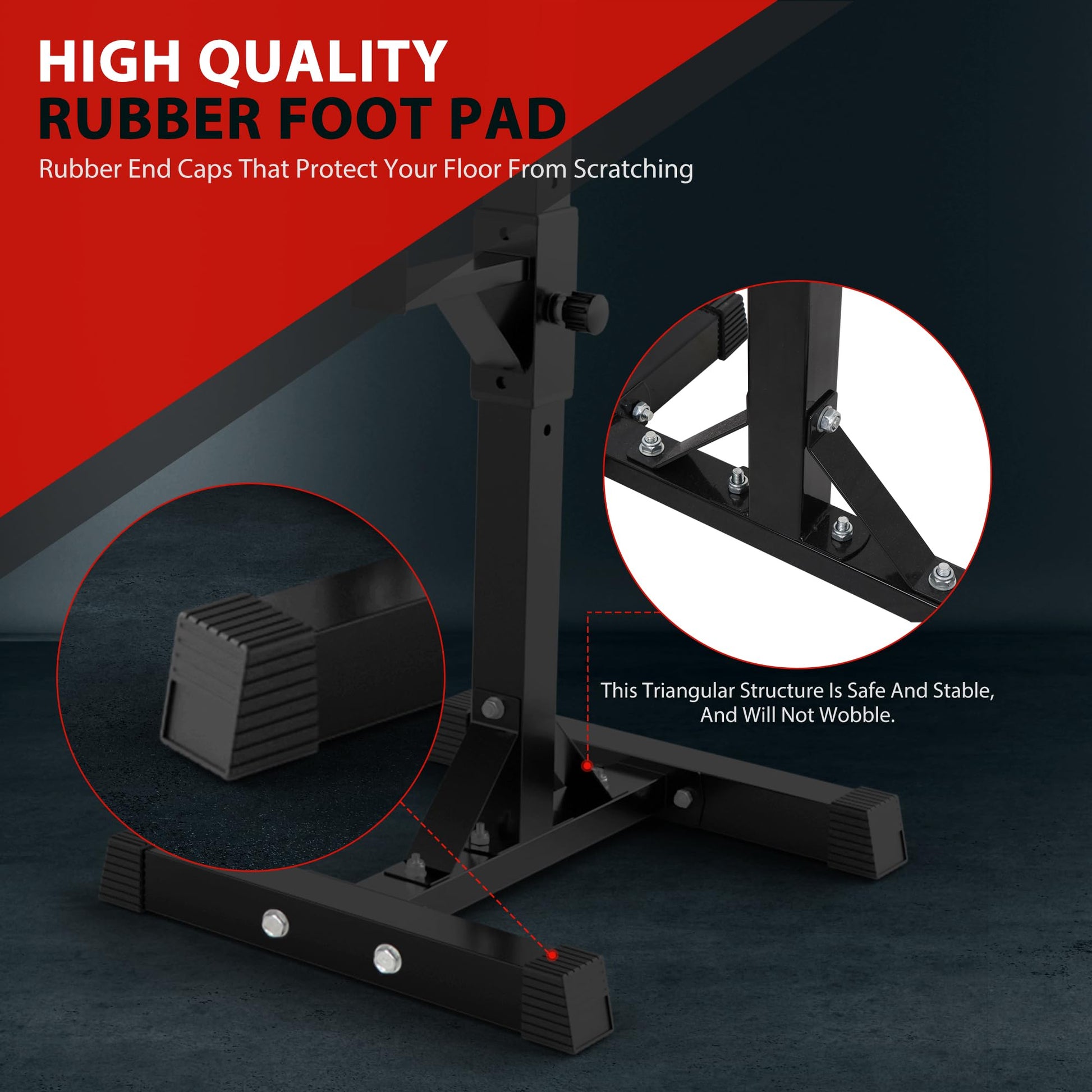 F2C Max Load 550Lbs Pair of Adjustable Squat Rack 41"-66" Sturdy Steel Barbell Rack Free Bench
