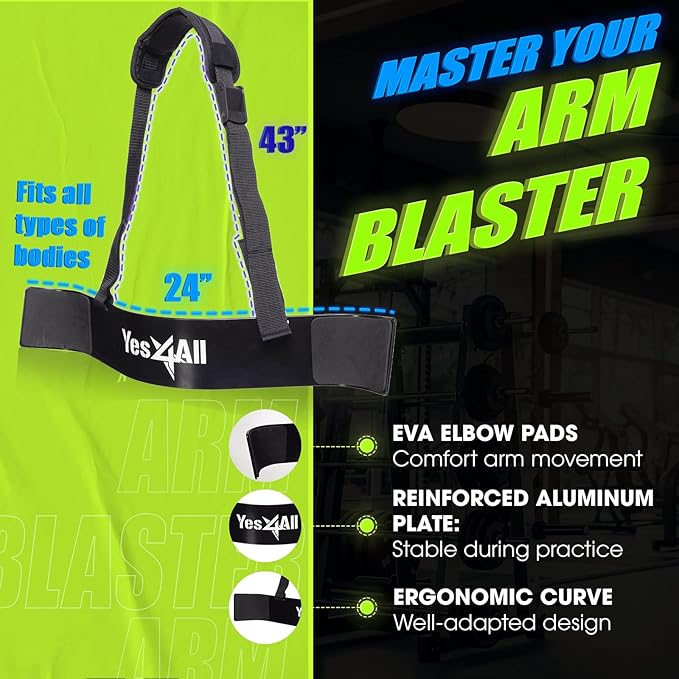Yes4All Arm Blaster for Biceps & Triceps Dumbbells, 2-Layers Neck Cushion Bicep Curl Support Isolator for Body Building, Strength Training, and Muscle Gain
