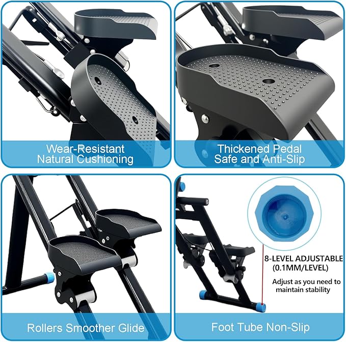 Stair Stepper for Home Vertical Climber, Foldable Full Body Exercise Aerobic Climbing Machines, Mountaineering Fitness Equipment with Adjustable Handles