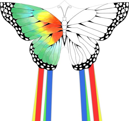 Simxkai Butterfly Kite for Kids & Adults, Easy to Fly Blue Big Kite for Beginners, Line Handle Included (1Pack 2Pack)