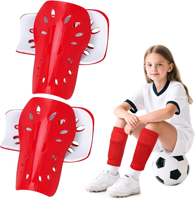 2 Pairs Shin Guards Soccer for Kids,Shin Pads Extra Lightweight Breathable Slide in Shin Guard for Football Training Match Outdoor Activities Protective Slip-in Shin Guards for Boys Girls