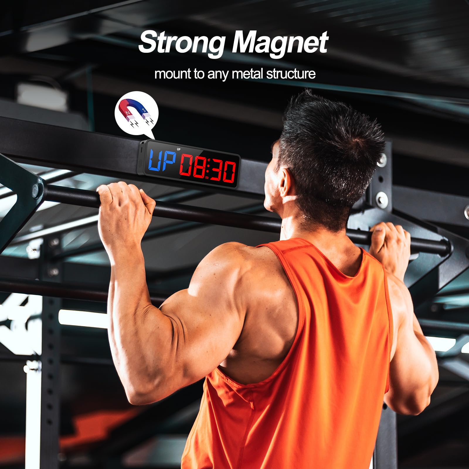 ANJANK Small Portable Gym Timer Clock, Strong Magnet, Workout Interval Timer with Powerful Battery