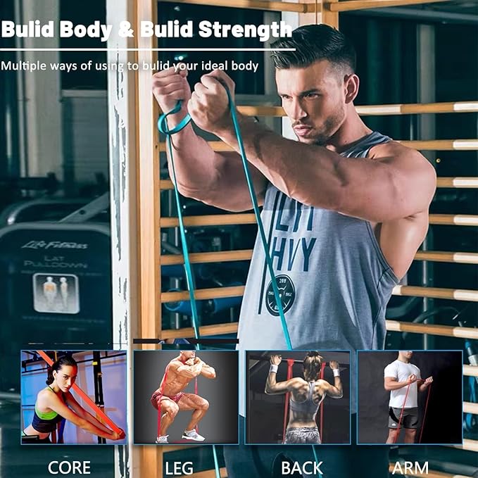 Premium Resistance Bands Set of 5, Exercise Bands, Workout Bands Set for Working Out with Handles for Men Women- Includes 2 Handles,2 Hooks,Storage Bags