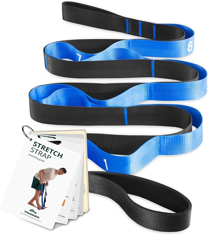 Trideer Stretch Straps with Loops, Non-Elastic Yoga Straps for Stretching, Durable Nylon Stretch Bands for Exercise Physical Therapy Flexibility, Yoga,Hamstring Leg Stretcher with Guidance