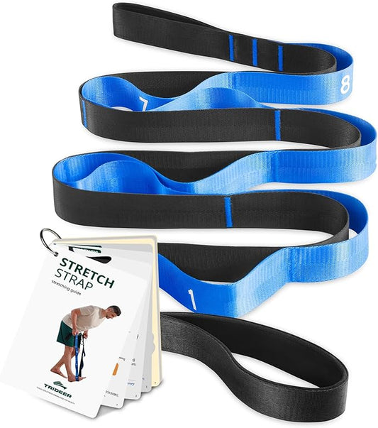 Trideer Stretch Straps with Loops, Non-Elastic Yoga Straps for Stretching, Durable Nylon Stretch Bands for Exercise Physical Therapy Flexibility, Yoga,Hamstring Leg Stretcher with Guidance