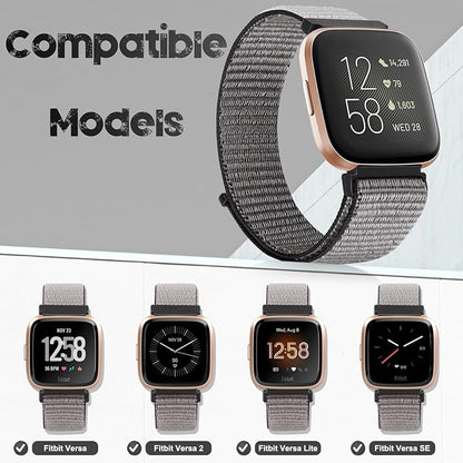 Tiptops 3 Pack Bands Compatible with Fitbit Versa 2/Fitbit Versa/Versa Lite/Versa SE for Women Men, Soft Nylon Sports Loop Replacement Wristband for Fitbit Versa 2 Straps