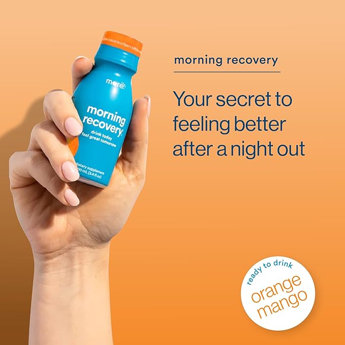 Morning Recovery Electrolyte, Milk Thistle Drink Proprietary Formulation to Hydrate While Drinking, Highly Soluble Liquid DHM, Non GMO, Vegan, Gluten-Free, Orange Mango, Pack of 6