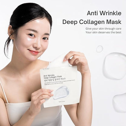 Collagen Hydrogel AntiWrinkle Deep Face Mask 15 EA Ultimate Hydration, Improves Skin Texture, Affordable Luxury, Glowing Skin, Reduces Fine Lines & Wrinkles, Made in Korea OHMYPURE (15, Deep Collagen)