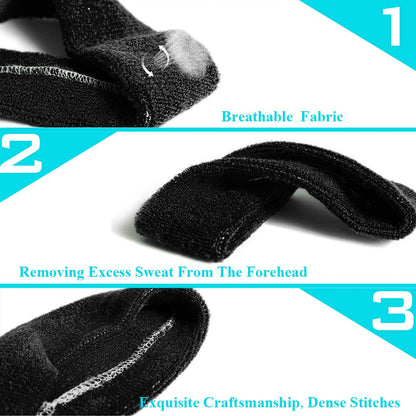 3 Pack Men & Women Sports Sweatbands Headbands(White,Black,Gray)