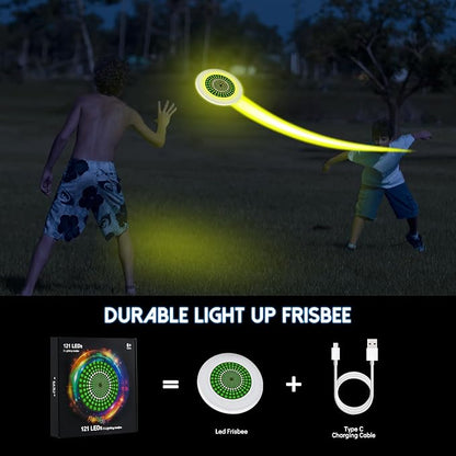 49LEDs Flying Disc with 16 Million Color RGB, 3 Modes+Rechargeable+Waterproof+175g, Cool Sports and Outdoors for Parks/Camping/Beach/Backyards,Easter & Birthday Gifts for Teens/Kids/Adults