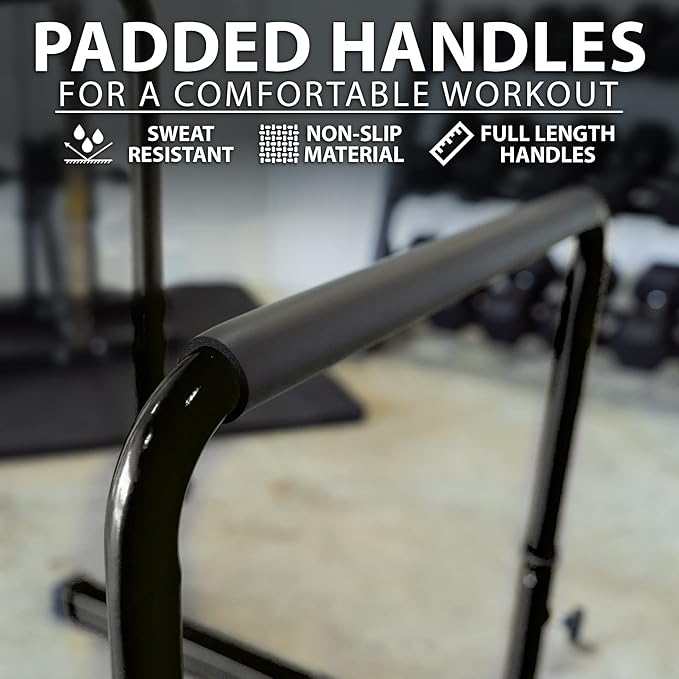 Synergee Dip Bar. Adjustable Dip Station from 30????39??for Dips, Inverted Pull Ups. Max capacity 400 lbs. Portable Dip Stand for Total Body Workout. Available in Yellow and Black.