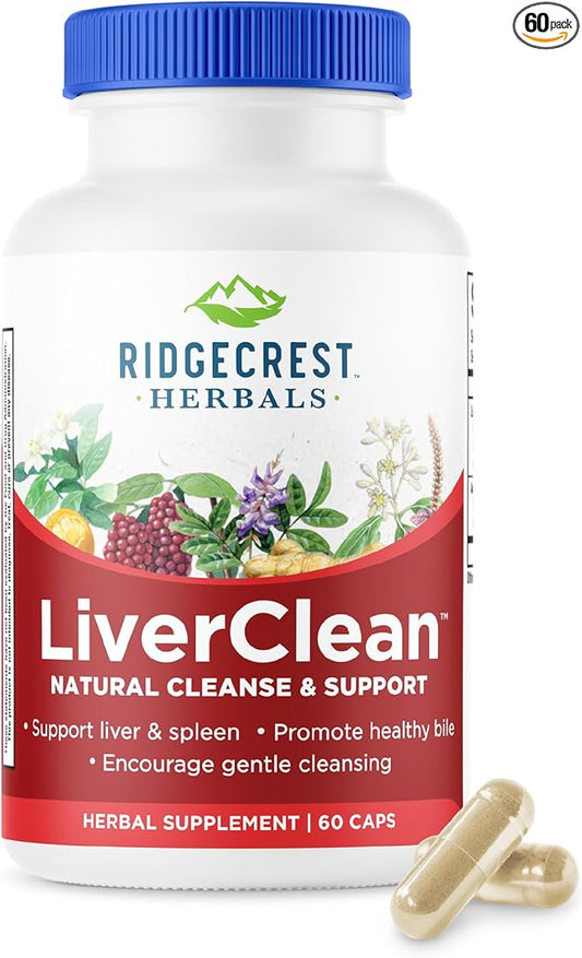Ridgecrest Herbals LiverClean, Herbal Liver Support Supplement, Blessed Thistle, Dandelion, Detox