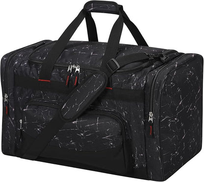 22 inch Gym Bag for Men - 55L Large Travel Duffle Bag Sports Equipment Bag with Multiple Zippered Pockets,Outdoor Workout Duffle Bag for Overnight Weekend - Marble Black