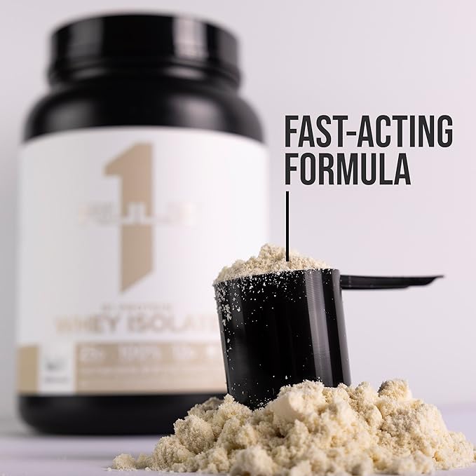 Rule 1 Naturally Flavored R1 Protein Whey Isolate - Clean Formula with 25g Protein & 6g BCAA Exclusively Isolated & Hydrolyzed Sources for Workout Recovery (4.3 Pounds*, Unflavored)