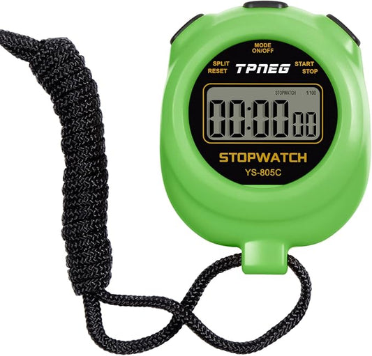Simple Stopwatch Timer - Easy to Use, Set Up, Read, and Carry - Large Display - On/Off, AAA Battery