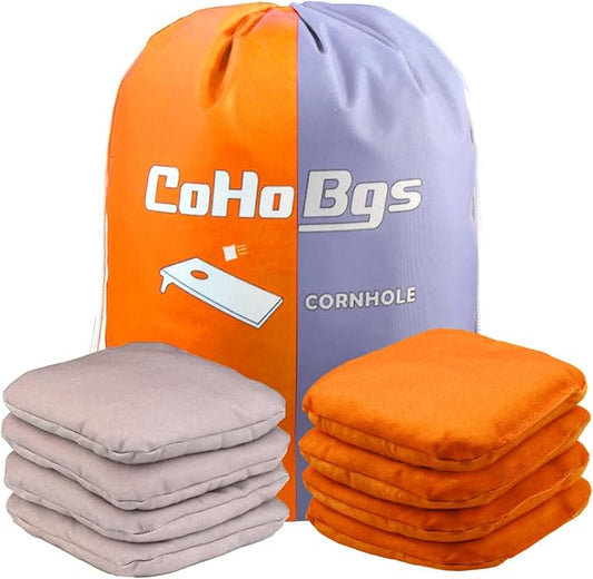CoHoBgs Corn Hole Bags Set 8, Professional Cornhole Bags Dual-Sided Slick & Stick Resin Filled