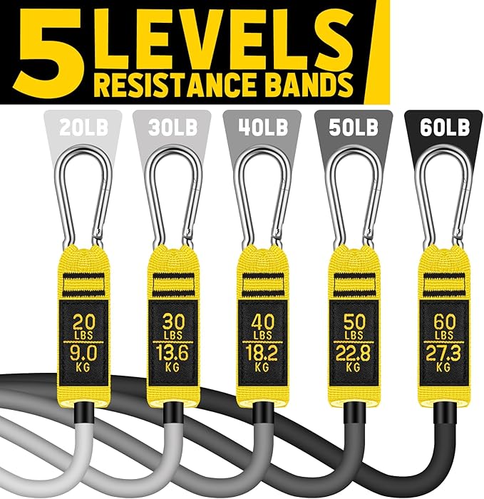 WALITO Resistance Bands Set - Exercise Bands with Handles, Door Anchor, Legs Ankle Straps, for Heavy Resistance Training, Physical Therapy, Muscle Training, Yoga, Home Workouts, Gym Equipment