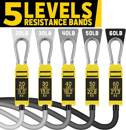 WALITO Resistance Bands Set - Exercise Bands with Handles, Door Anchor, Legs Ankle Straps, for Heavy Resistance Training, Physical Therapy, Muscle Training, Yoga, Home Workouts, Gym Equipment