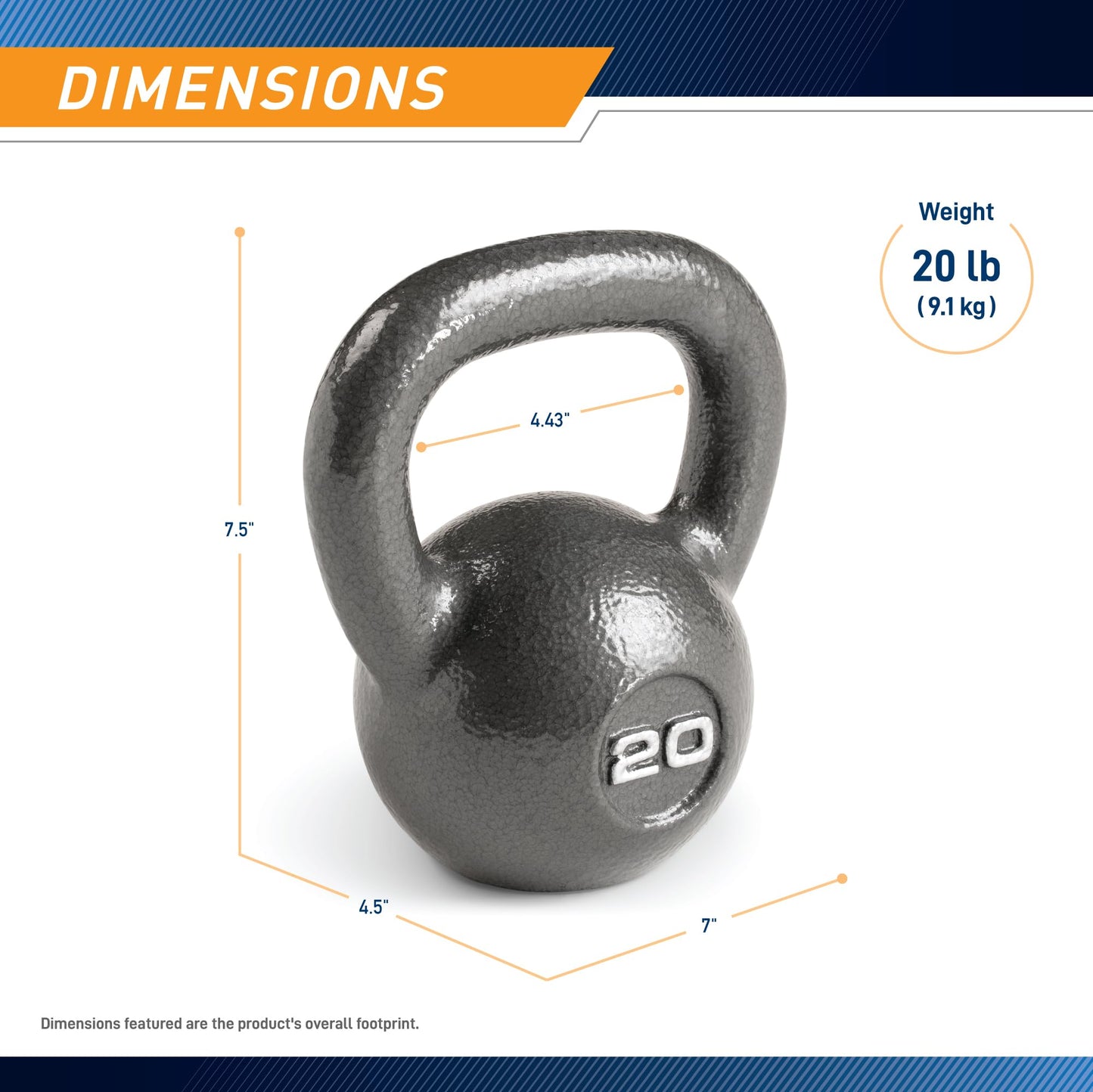 Marcy Hammertone Kettlebells, Ideal Workout Weights For Home Gym, Cast Iron, Black, 20lbs HKB-020