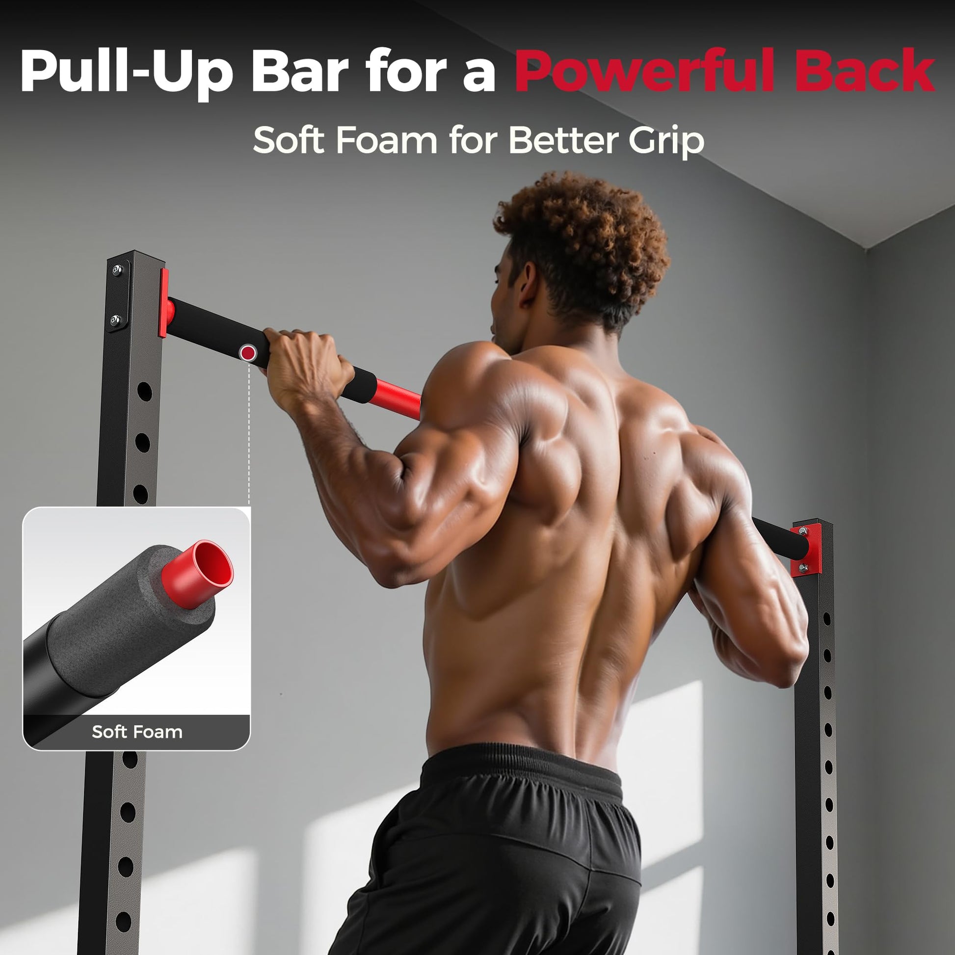 FLYBIRD SR1 Squat Rack with Pull-Up Bar, Multi-Functional Power Rack for Home Gym, 22 Safety