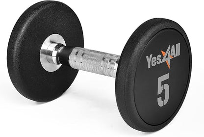 Yes4All Urethane Dumbbell with Anti-Slip Knurled Handle 5-50 LB for Muscle Building - Sold Individually