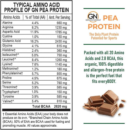 Raw Pea Protein Powder, Vegan Plant Based Protein, BCAA, Low-Carb, Low-Sugar, Chocolate Power, 1 Pound (Pack of 1)