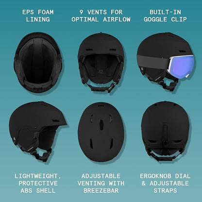 Retrospec Zephyr Ski Helmet - Snowboard Helmet for Adults & Youth - Adjustable Fit with Breathable Vents for Men, Women, Boys and Girls