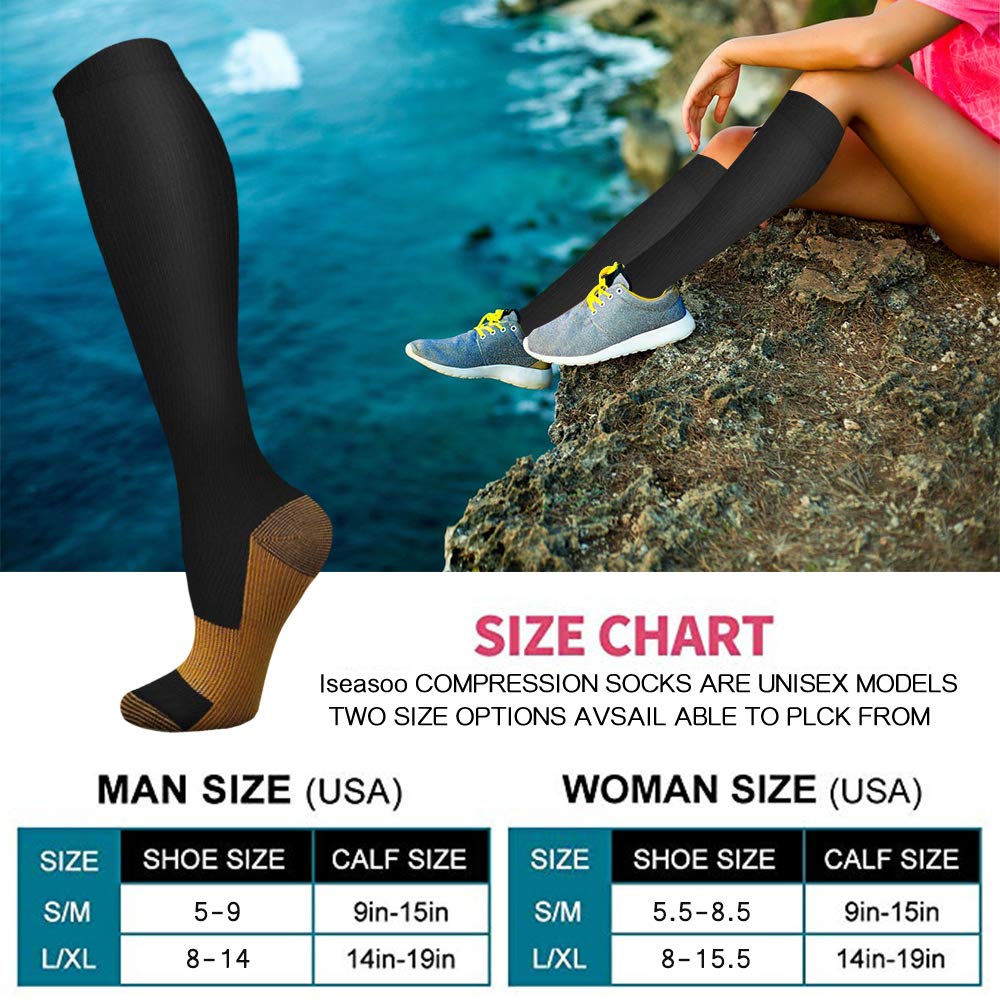 Copper Compression Socks 15-20 mmHg for Men & Women 8 Pairs – Circulation Support for Nurses