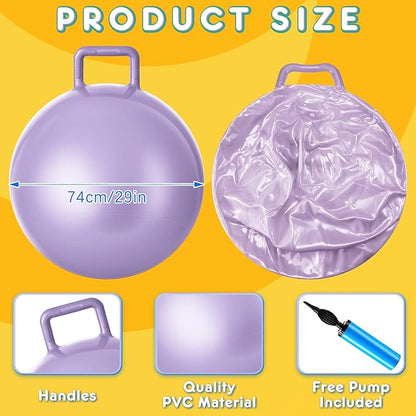 Lewtemi 6 Pcs Hopper Ball Carnival Outdoor Games 32 Inch Jumping Hopping Inflatable Bouncing Ball with Handle and Air Pump for Kids Sport Exercise(Morandi Color)