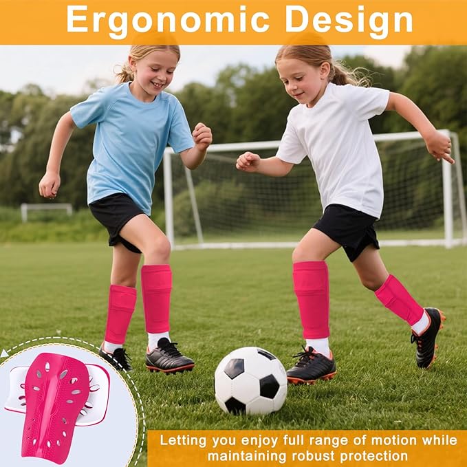 2 Pairs Shin Guards Soccer for Kids,Shin Pads Extra Lightweight Breathable Slide in Shin Guard for Football Training Match Outdoor Activities Protective Slip-in Shin Guards for Boys Girls