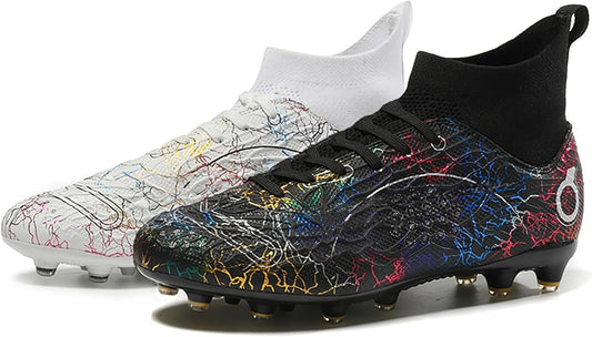 Men's Soccer Shoes High-Top Soccer Cleats Outdoor Breathable Athletic Professional Spikes Youth