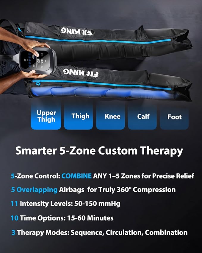 FIT KING Upgraded Leg Massager Recovery Boots, Professional Air Compression Recovery System for Circulation & Fast Athlete Recovery, Cordless Rechargeable Compression Boots (Large)