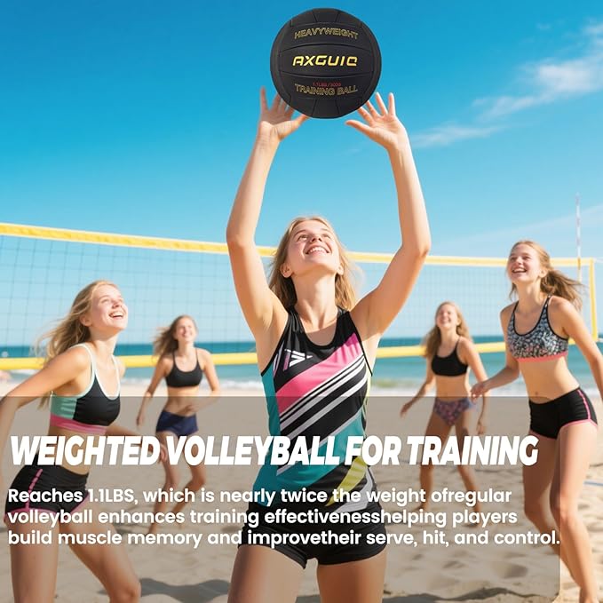 1.1LBS Heavy Weight Volleyball Official Size 5 Setter Training Volleyballs Training Practice,Leather Soft Grip Durability Weighted Volleyball Setting Trainer