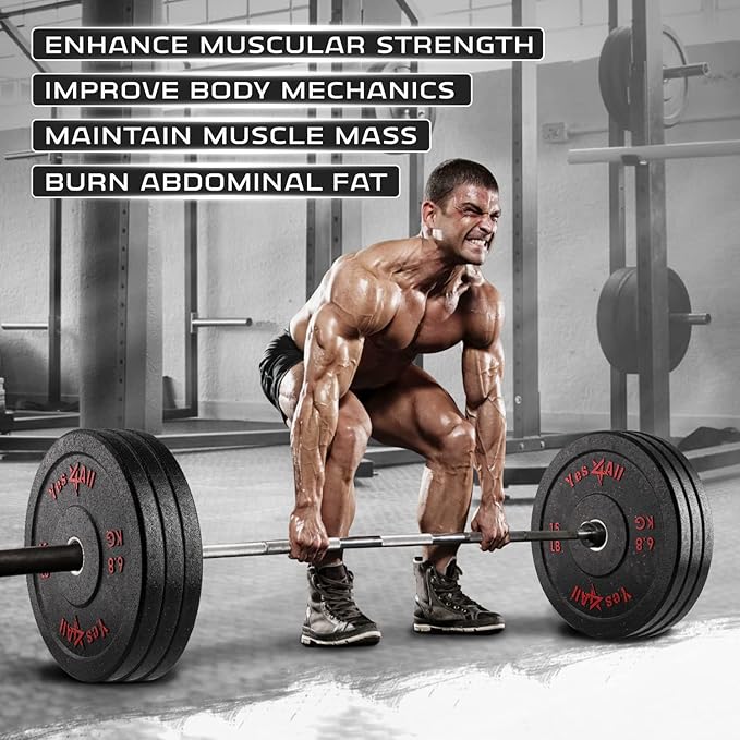 Yes4All 2" Bumper Plate, 10-190 LB Olympic Rubber Weight Plate with Steel Hub for WeightLifting, Strength Training, Home Gym, Less Impact, Absorb Bounce & Shock, Multiple Options