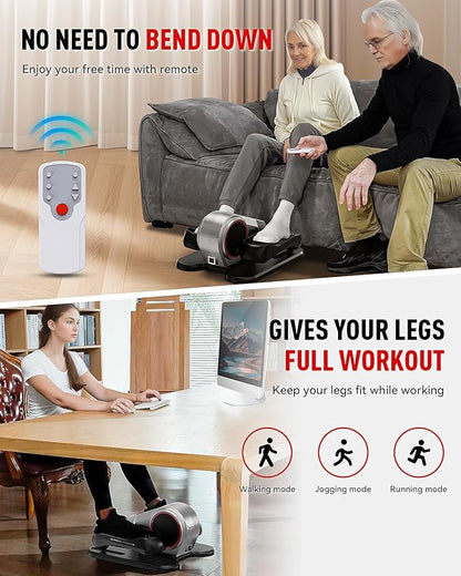 HARISON Under Desk Elliptical Machine for Seniors, Mini Elliptical with 12-Level Magnetic Resistance Adjustable, Bidirectional Motion, Pre-Assembled Low-Impact Leg Exerciser with Floor Mat