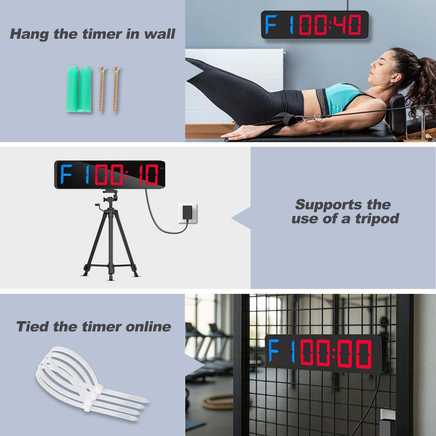 ANJANK Gym Timer 15"Large LED Display Wall Clock, Gym Interval Workout Count Down & Up Stopwatch