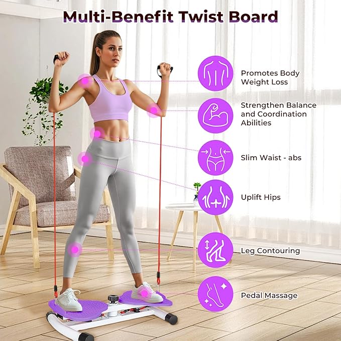 Ab Twister Board,300 lbs Capacity,Slim Waist and Core Ab Exercise,Foot Massage Design,Noiseless Home Gym Exercise
