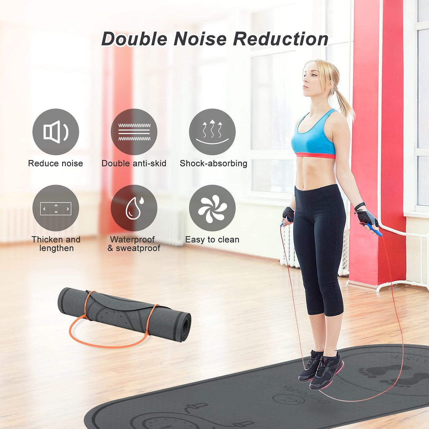 Jump Rope Mat 71"x24" Large Non-Slip Indoor Outdoor Exercise Fitness Mat, High-Density Workout