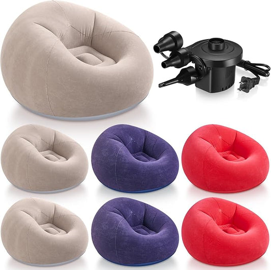 Realspring 6 Pcs Bean Bag Chairs for Adults Inflatable Chairs with Electric Air Pump,Blow up Couch