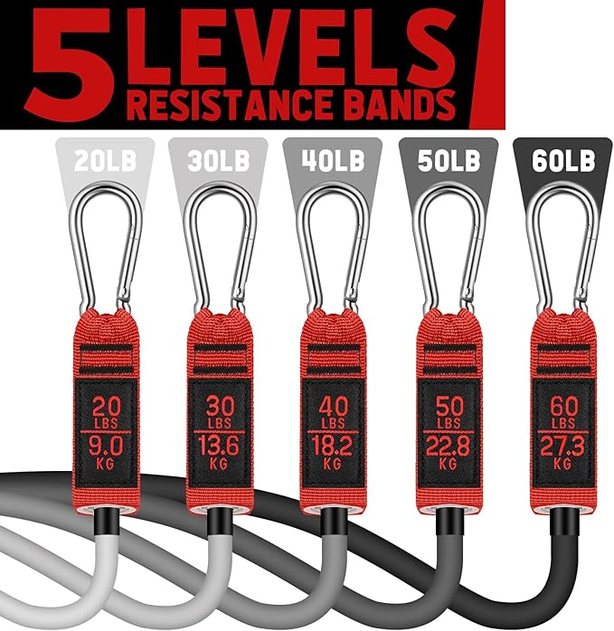 WALITO Resistance Bands Set - Exercise Bands with Handles, Door Anchor, Legs Ankle Straps, for Heavy Resistance Training, Physical Therapy, Muscle Training, Yoga, Home Workouts, Gym Equipment