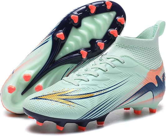 Men's High Top Soccer Shoes FG Long Spikes Adult Football Shoes Lightweight Professional Athletic
